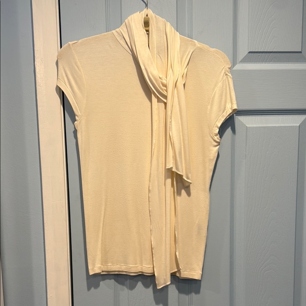 Elegant Cream Women's Top with Scarf